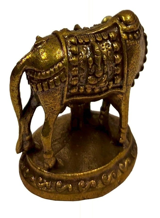 Purpledip Rare Miniature Brass Idol Kamdhenu Cow & Calf Collectible Statue with Detailed Very Fine Workmanship (12698R) - Image 5